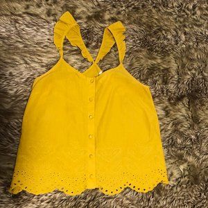 Mustard Yellow Embroidered Tank